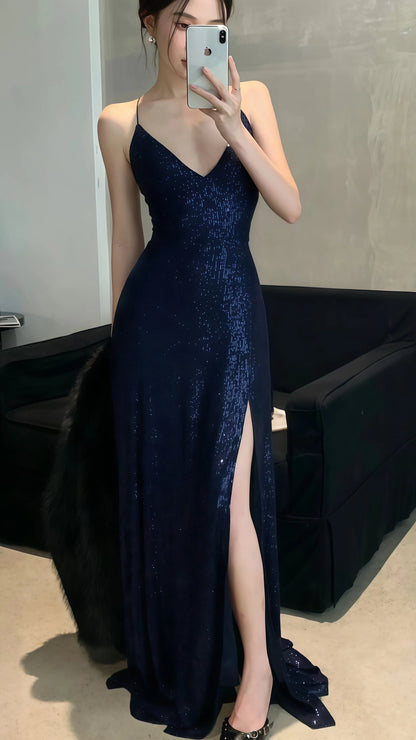 Luxury Mermaid V-Neck Sleeveless Cross Back Sweep/Brush Train Prom Dress