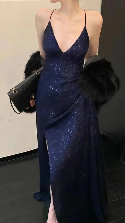 Luxury Mermaid V-Neck Sleeveless Cross Back Sweep/Brush Train Prom Dress