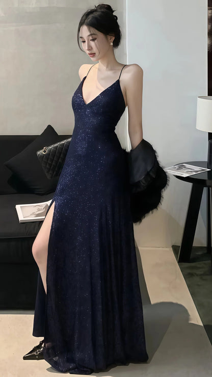 Luxury Mermaid V-Neck Sleeveless Cross Back Sweep/Brush Train Prom Dress