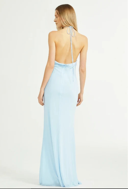 Mermaid Backless Floor Length Halter Neck Sleeveless Lace Up Prom Dress