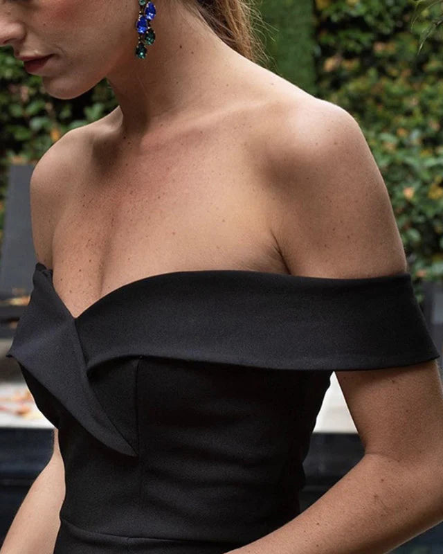 Mermaid Off The Shoulder Prom Evening Dresses Satin Side Split