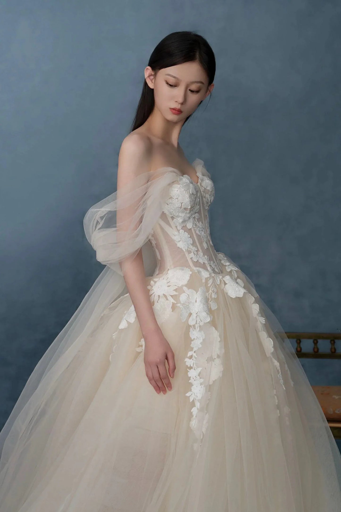 Modern A-Line Off the Shoulder Sleeveless Lace Up Sweep/Brush Train Wedding Dress