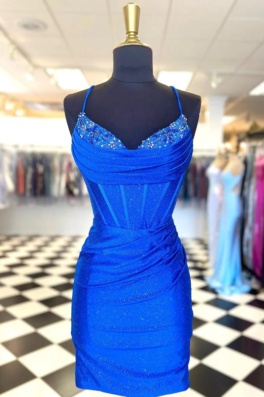 Modern Bodycon Spaghetti Straps Sleeveless Backless Short-Mini Homecoming Dress