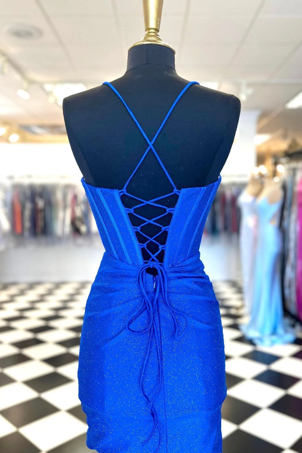 Modern Bodycon Spaghetti Straps Sleeveless Backless Short-Mini Homecoming Dress