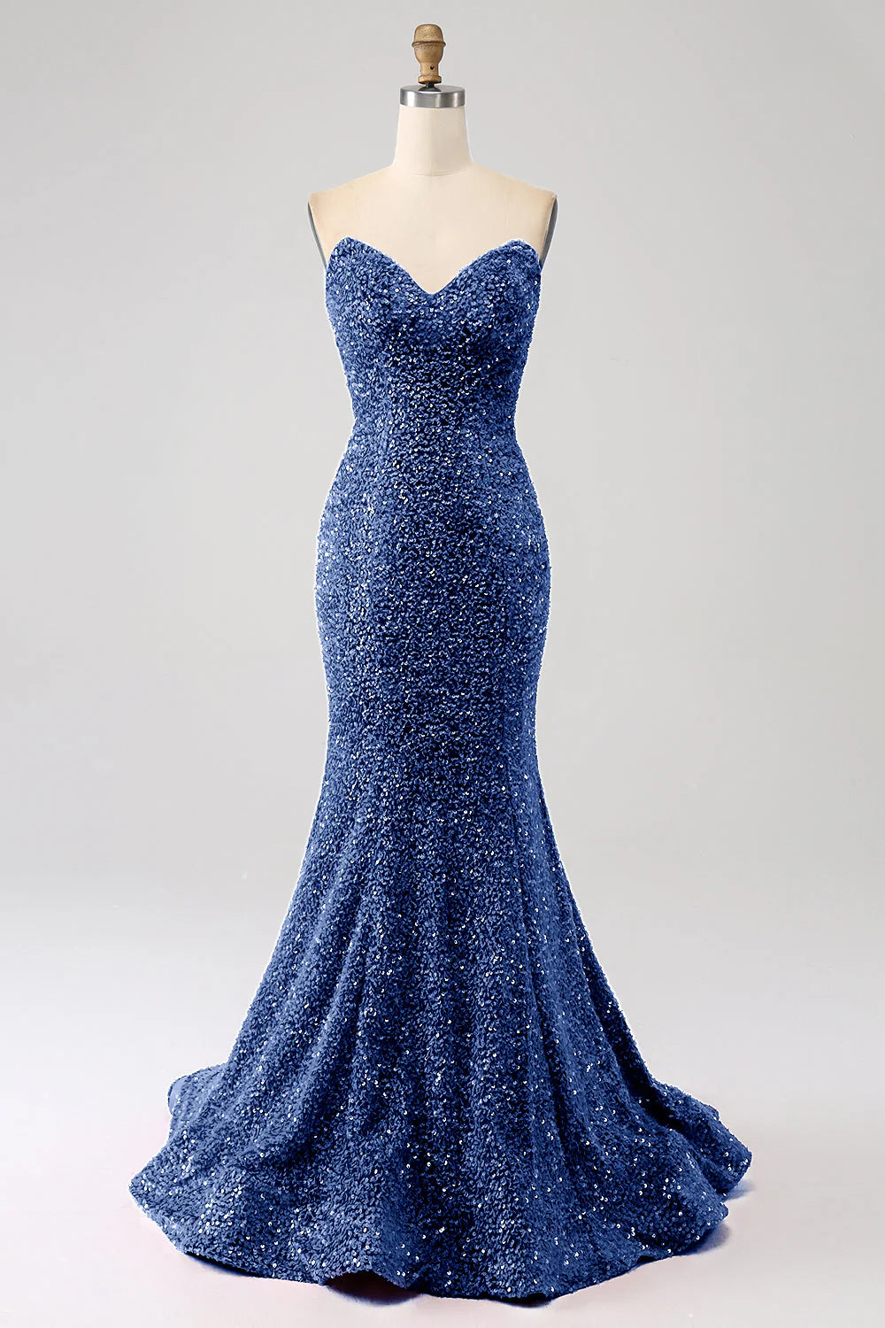 Sequins Mermaid Strapless Long Prom Dress