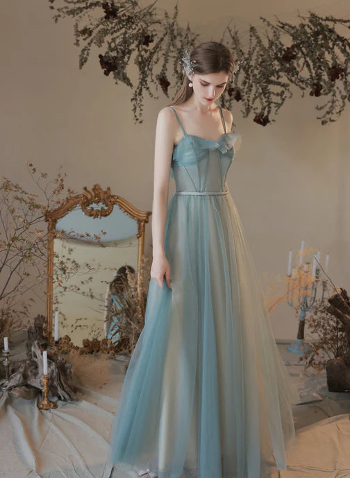 A-line Tulle Sweetheart Long Party Prom Dress
