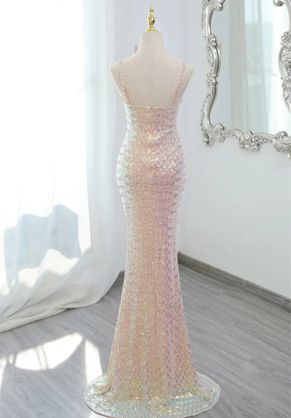 Lovely Sequins Mermaid V-neckline Straps Party Prom Dress