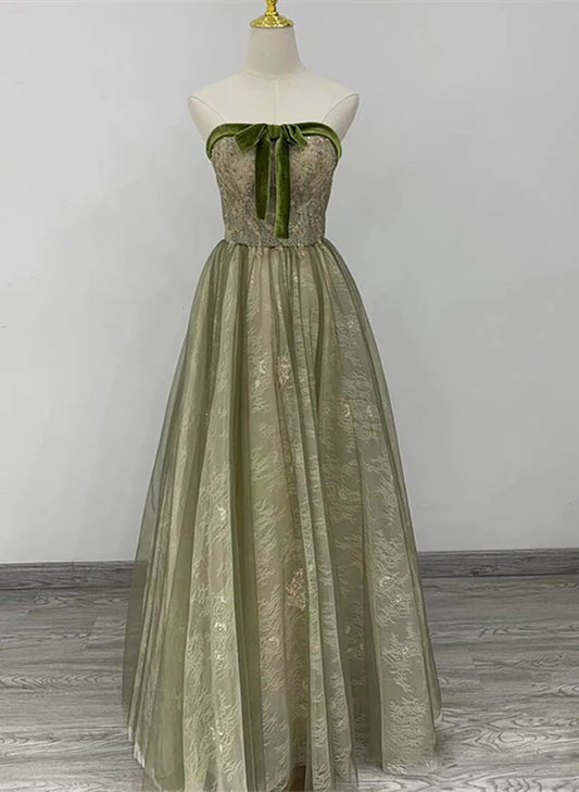 Light Green A-line Sweetheart Long Formal Dress