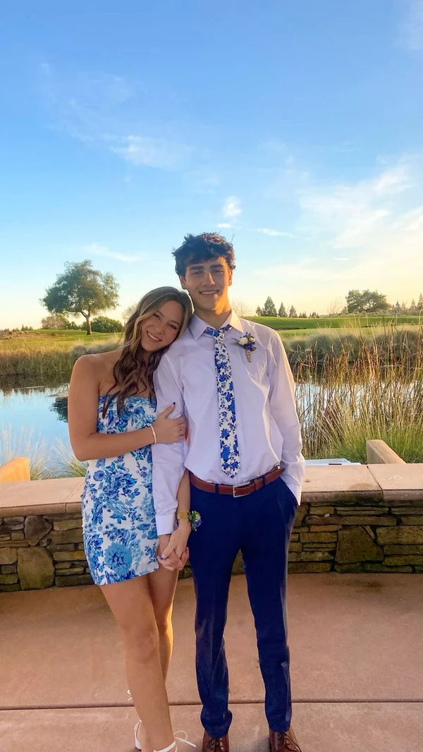 Off-the-Shoulder Cute Short Blue Bodycon Homecoming Dress