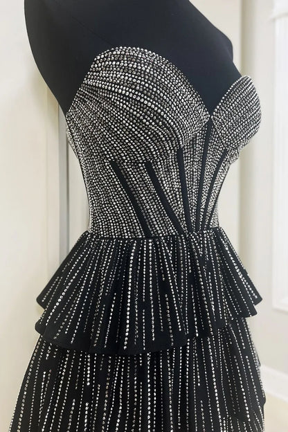 Off-the-Shoulder Glitter Strapless A-Line Corset Short Homecoming Dress with Beading