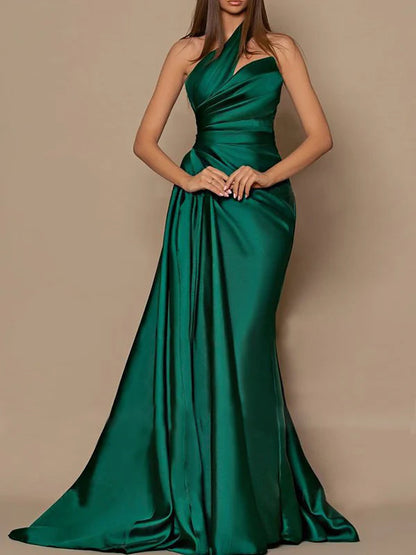 Prom Dress In Store Sheath/Column One-Shoulder Floor-length Prom Dresses Formal Wear Dresses