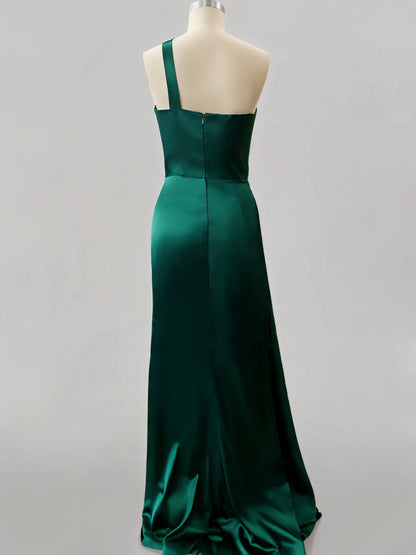 Prom Dress In Store Sheath/Column One-Shoulder Floor-length Prom Dresses Formal Wear Dresses