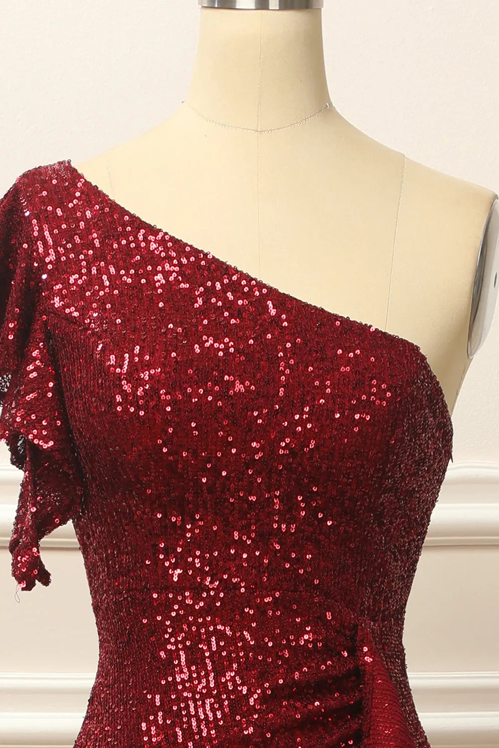 Xuewuba Formal Wear Dresses Burgundy Chic Sequins One Shoulder Prom Dress Prom Dresses Stores