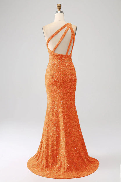 Sequins Mermaid One Shoulder Long Prom Dress