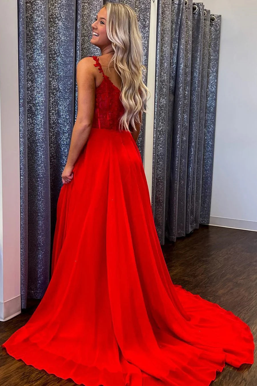 A-line Off-the-Shoulder Princess Prom Gown