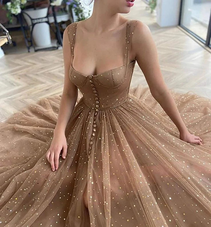 Vintage Tea Length Sweetheart Tulle Prom Dress