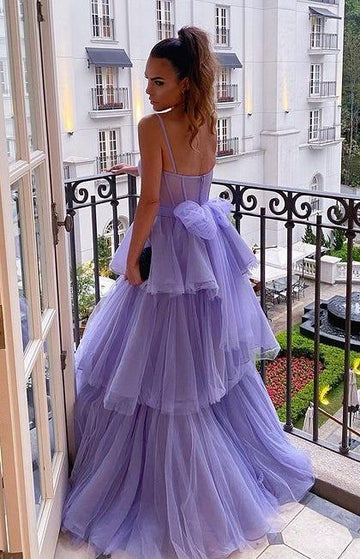 Tiered Bustier Bow-Back Prom Dress