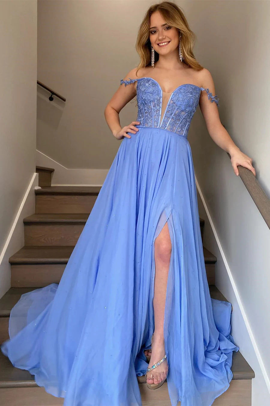 A-line Off-the-Shoulder Princess Prom Gown