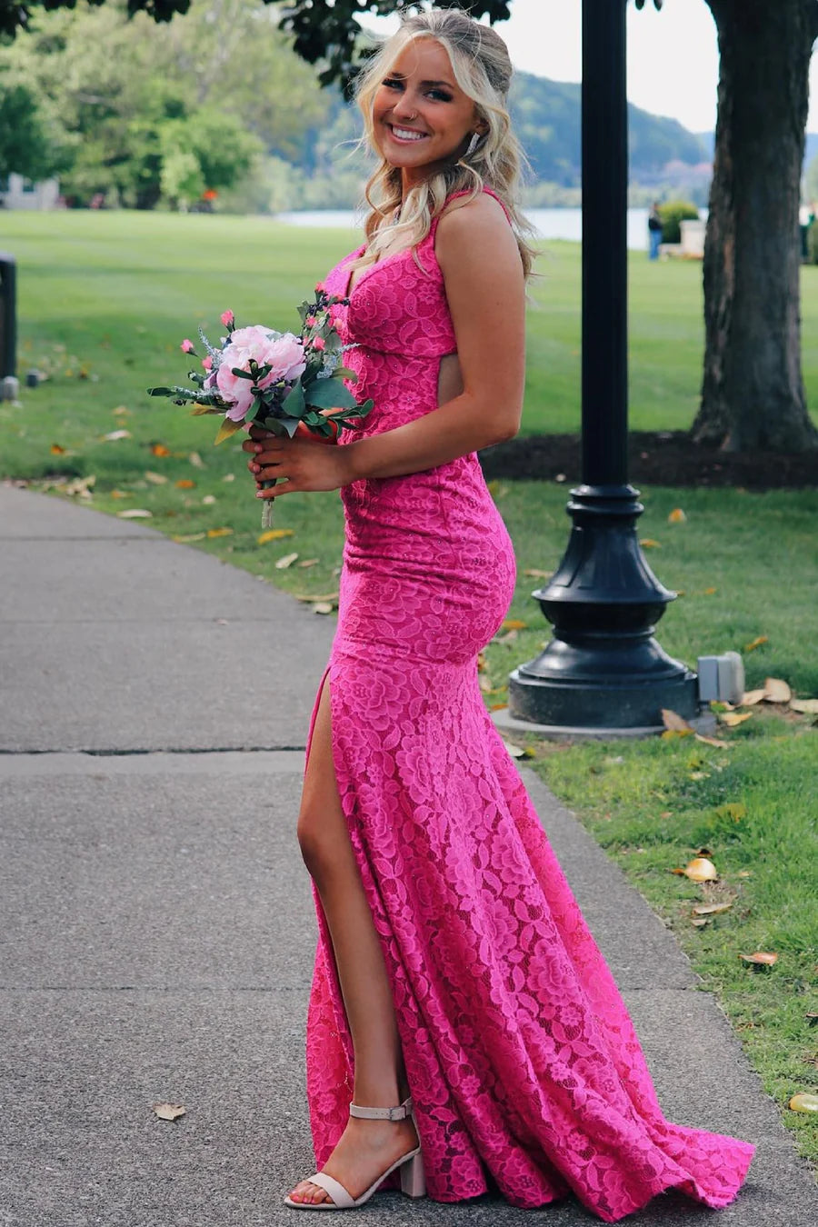 Lace Mermaid Long Prom Dress with Slit