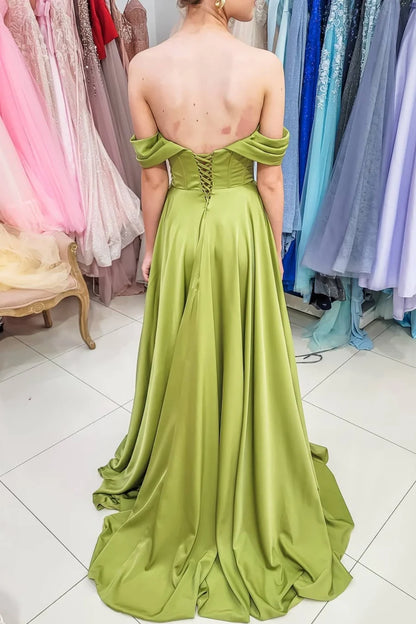 Off-the-shoulder High Slit Prom Dress