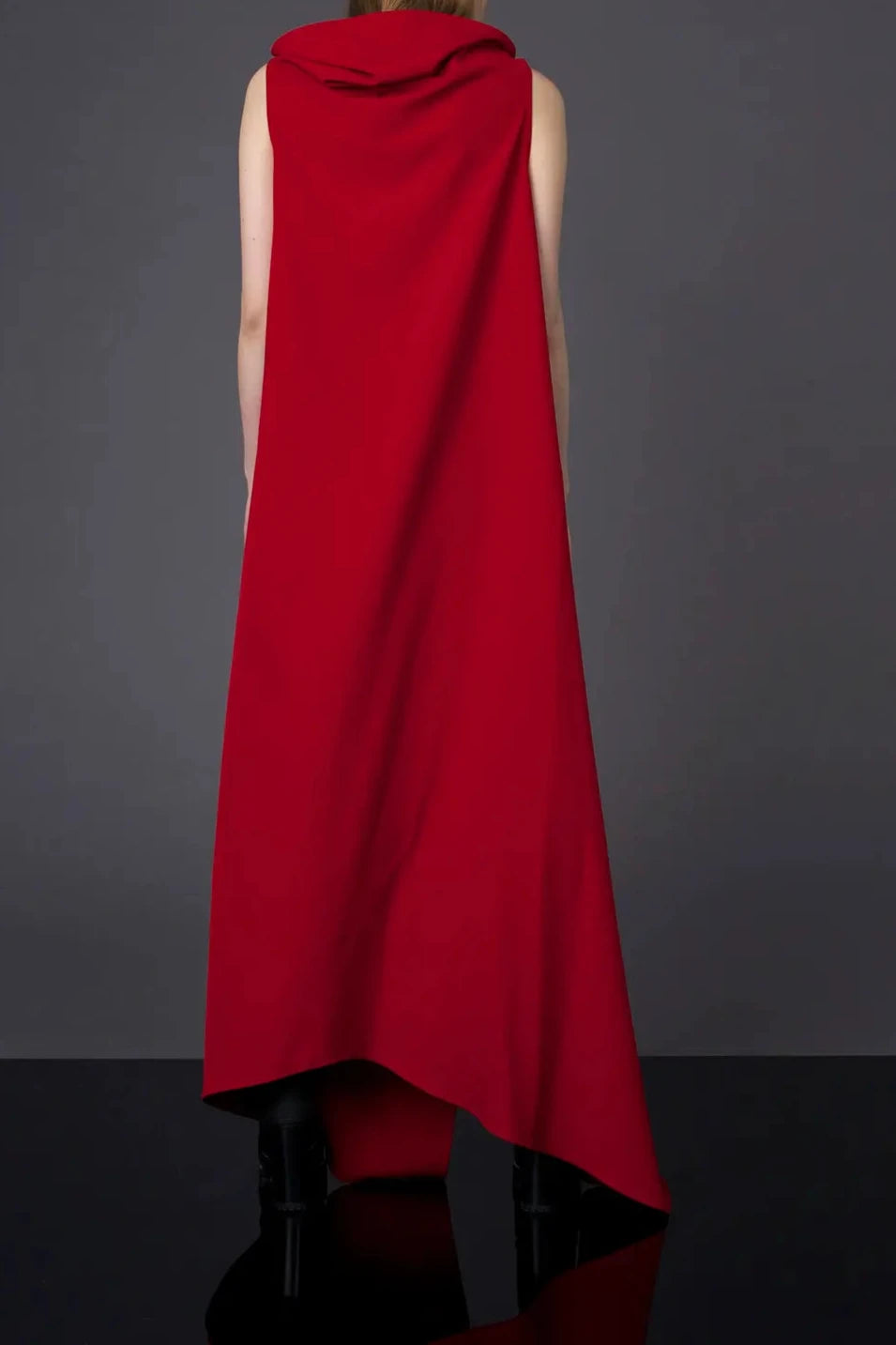 Red Elegant Cowl Neck  A-line Sleeveless Ankle Length  Prom Party Cocktail Dress With Slit