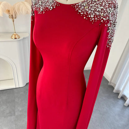 Round Neck Elegant Mermaid Evening Mother of the Bride Dress Wedding Party Cape Sleeves