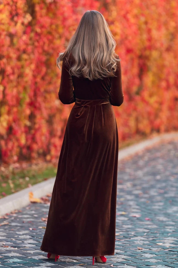 Rust Velvet Long Dress Bridesmaid Velvet Dress Wedding Dress Velvet Bridesmaid Dress New Year Dress Maxi Dress Evening Prom Dress