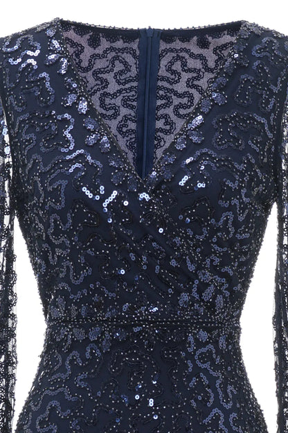 Xuewuba Formal Wear Dresses Navy Beaded and Sequin Midi Mother of Bride Dress Prom Dresses Stores