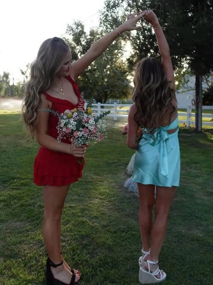 Simple Fitted Strapless Sleeveless Lace Up Short-Mini Homecoming Dress