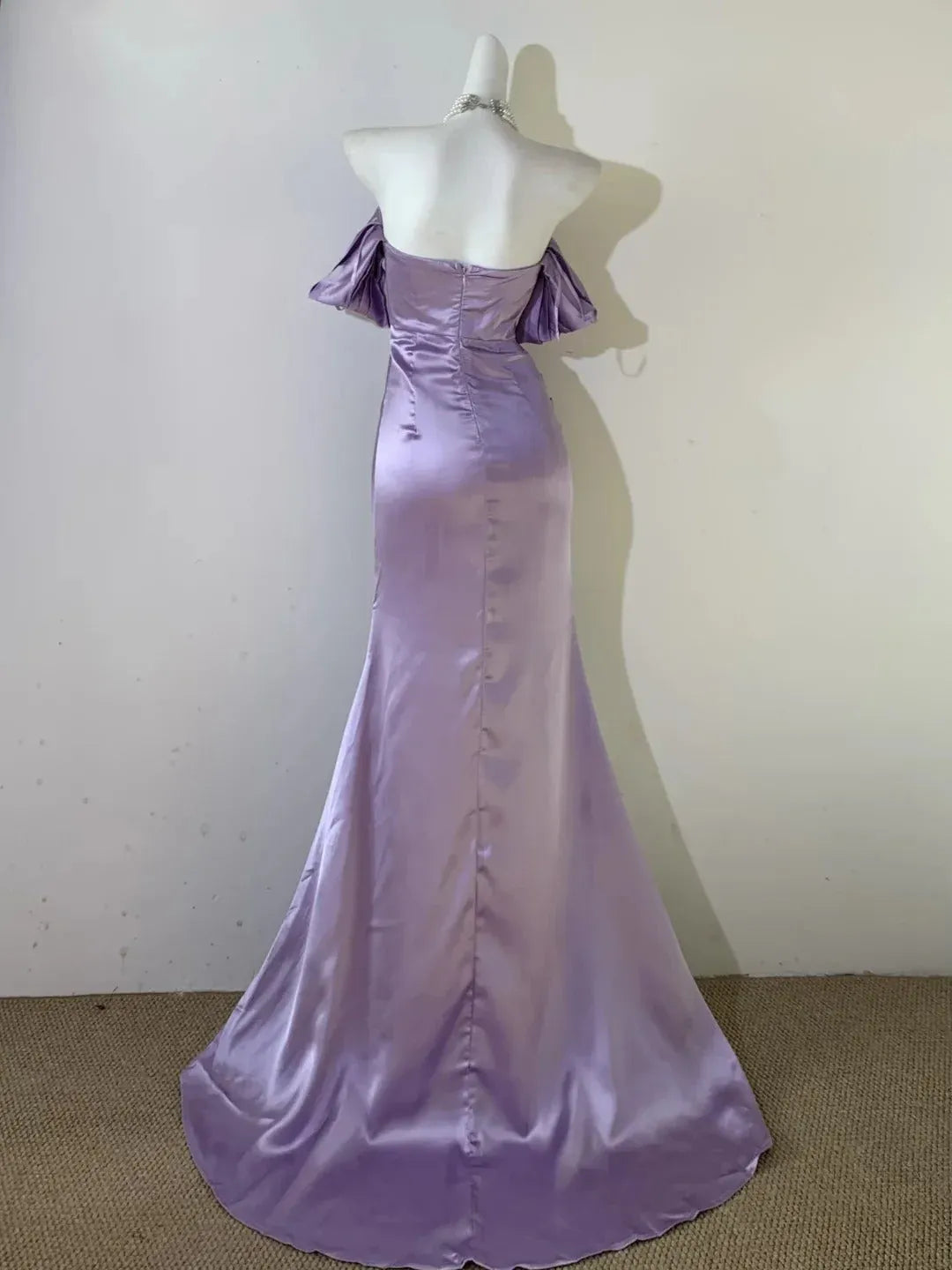 Simple Mermaid/Trumpet Strapless Sleeveless Satin Floor-Length Prom Dress