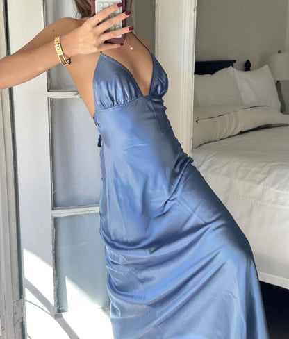 Simple Sheath/Column V Neck Sleeveless Lace Up Ankle-Length Prom Dress