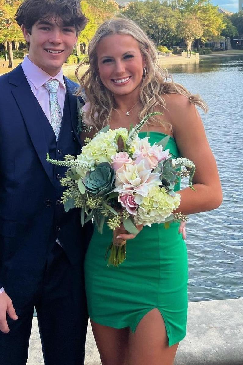 Simple Tight Strapless Sleeveless Backless Short-Mini Homecoming Dress