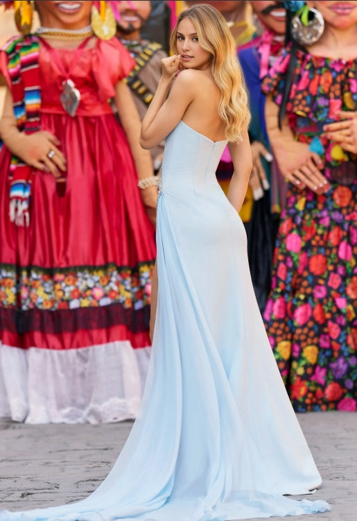 Single Shoulder Sleeveless Sexy Side Slit On The Ground Prom Dress
