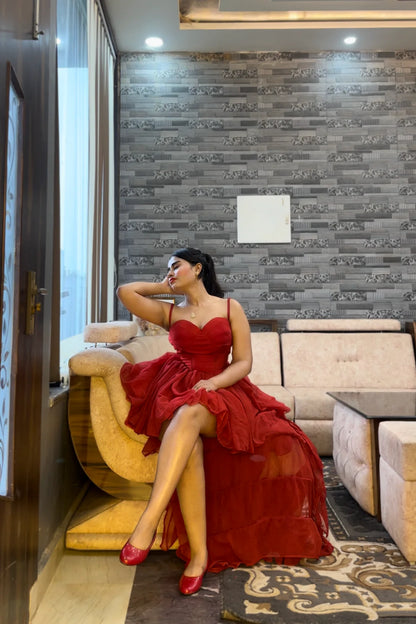 Spaghetti Straps Off-the-Shoulder A-line Floor Length Corset Drape Hight Low Hem Prom Dress/Formal Wear Dresses
