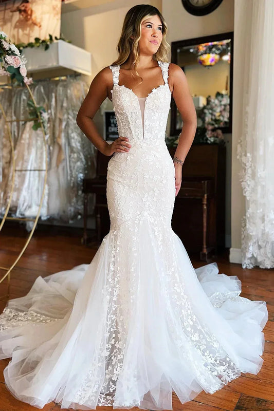 Xuewuba Dress White Off-The-Shoulder Mermaid Tulle Prom Wedding Dress Formal Women's Dresses