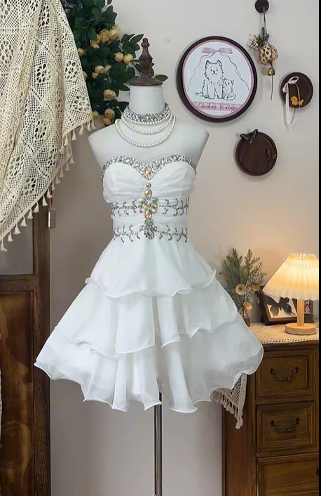 Vintage A-Line Sweetheart Sleeveless Lace Up Short-Mini Homecoming Dress