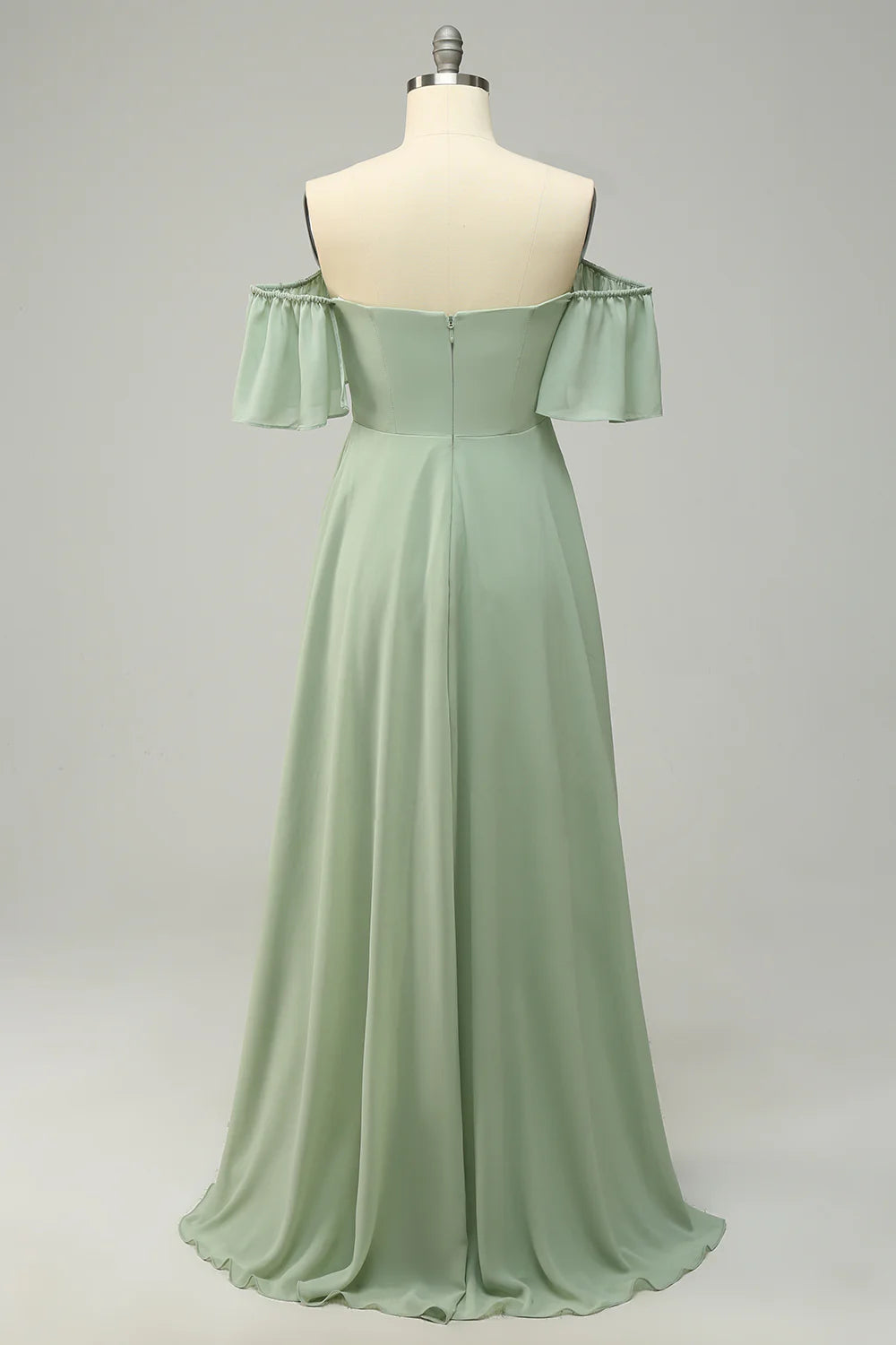 A Line Off The Shoulder Bridesmaid Dress With Ruffles