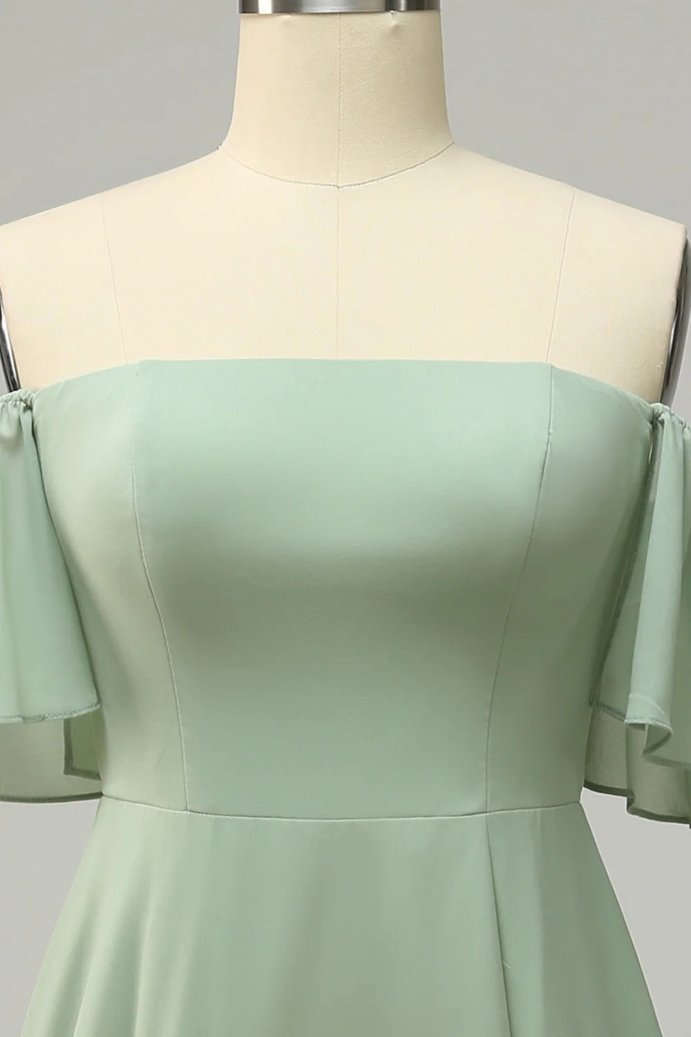 A Line Off The Shoulder Bridesmaid Dress With Ruffles
