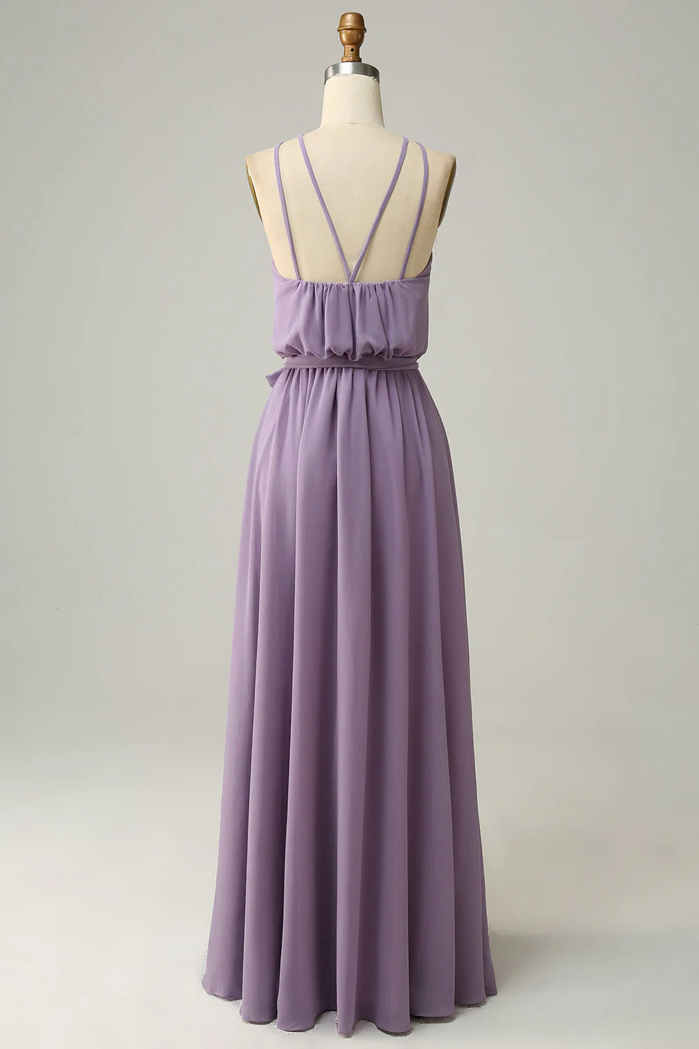 A-Line Halter Long Bridemaid Dress With Bowknot