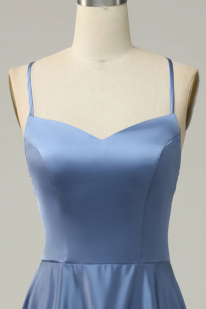 A-Line Open Back Long Bridesmaid Dress
