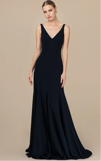 Weitese Dress Modern A Line Satin V-neck Floor-Length Backless Sleeveless Prom Dress Formal Wear Dresses