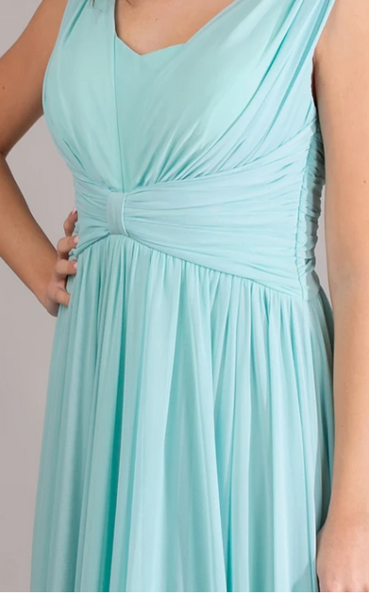 Xuewuba Dress Modern Sleeveless Floor-length Train A Line Chiffon Zipper Evening Dress with Ruching Prom Dress Formal Wear Dresses