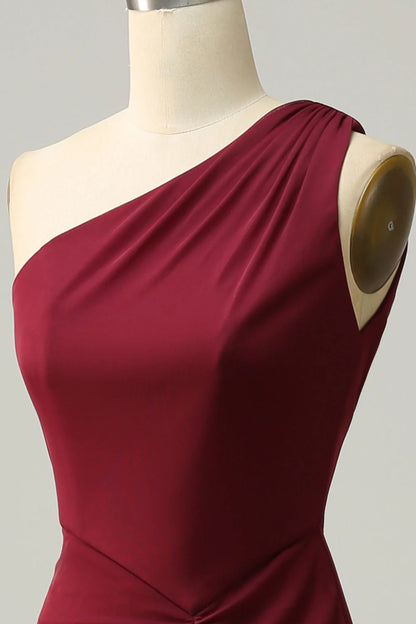 One Shoulder Long Bridesmaid Dress With Slit