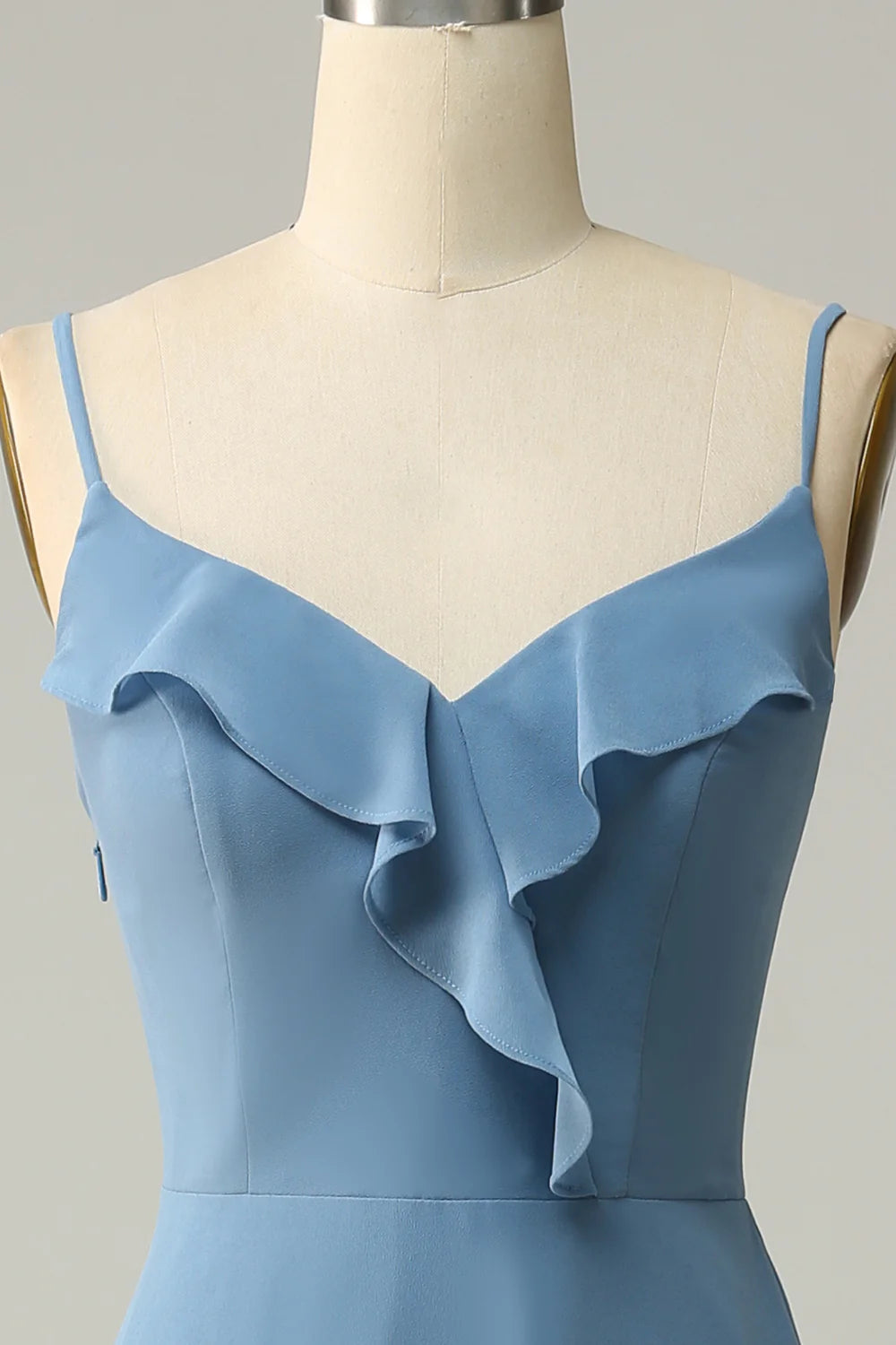 A-Line Spaghetti Straps Long Bridesmaid Dress With Ruffles