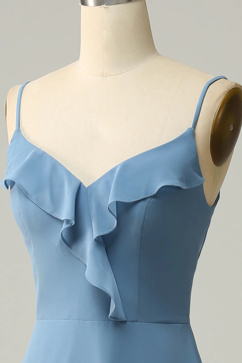 A-Line Spaghetti Straps Long Bridesmaid Dress With Ruffles