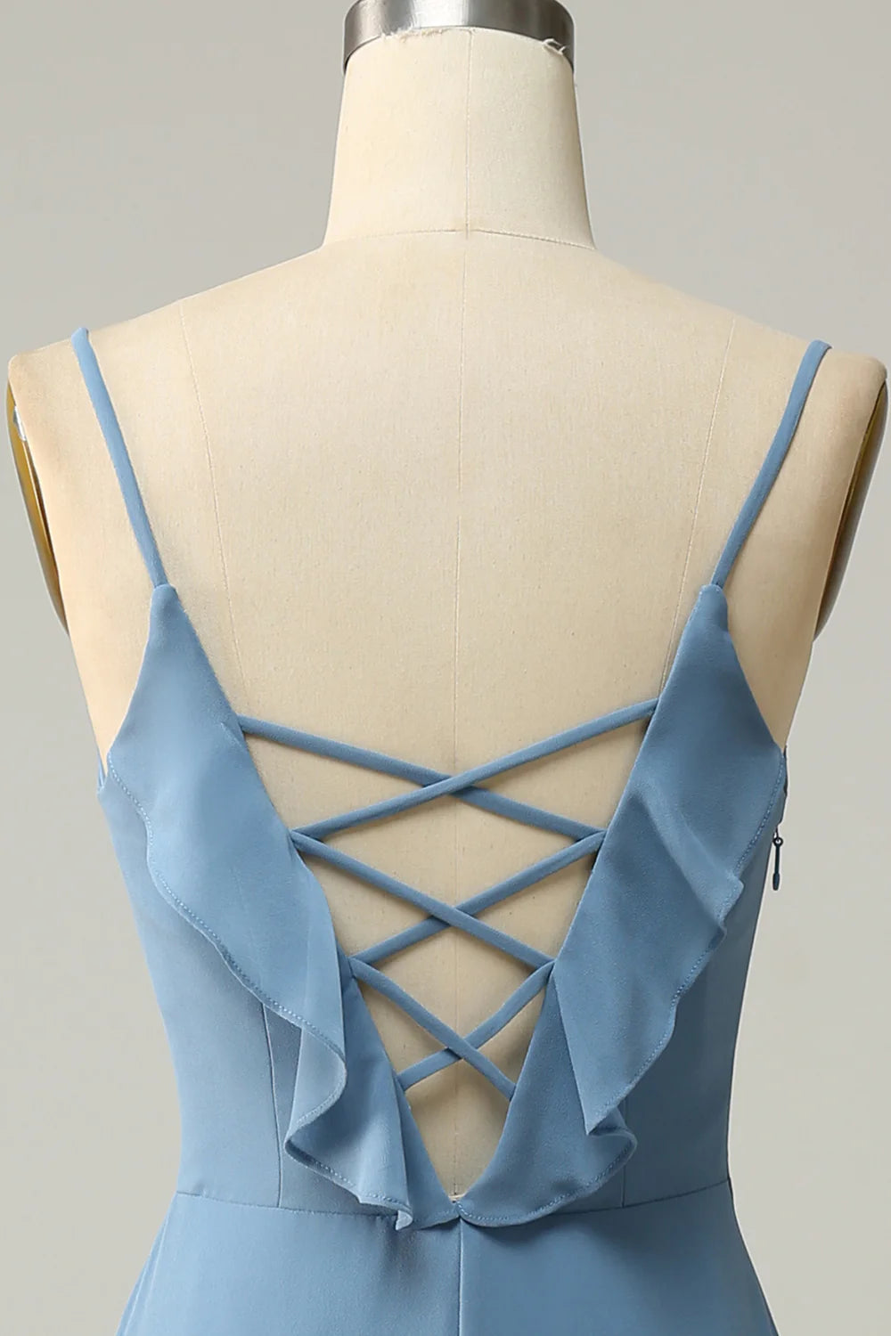 A-Line Spaghetti Straps Long Bridesmaid Dress With Ruffles