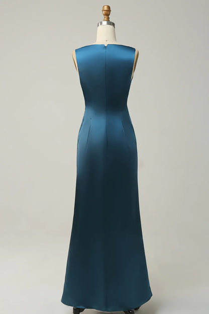 Deep V Neck A-Line Bridesmaid Dress