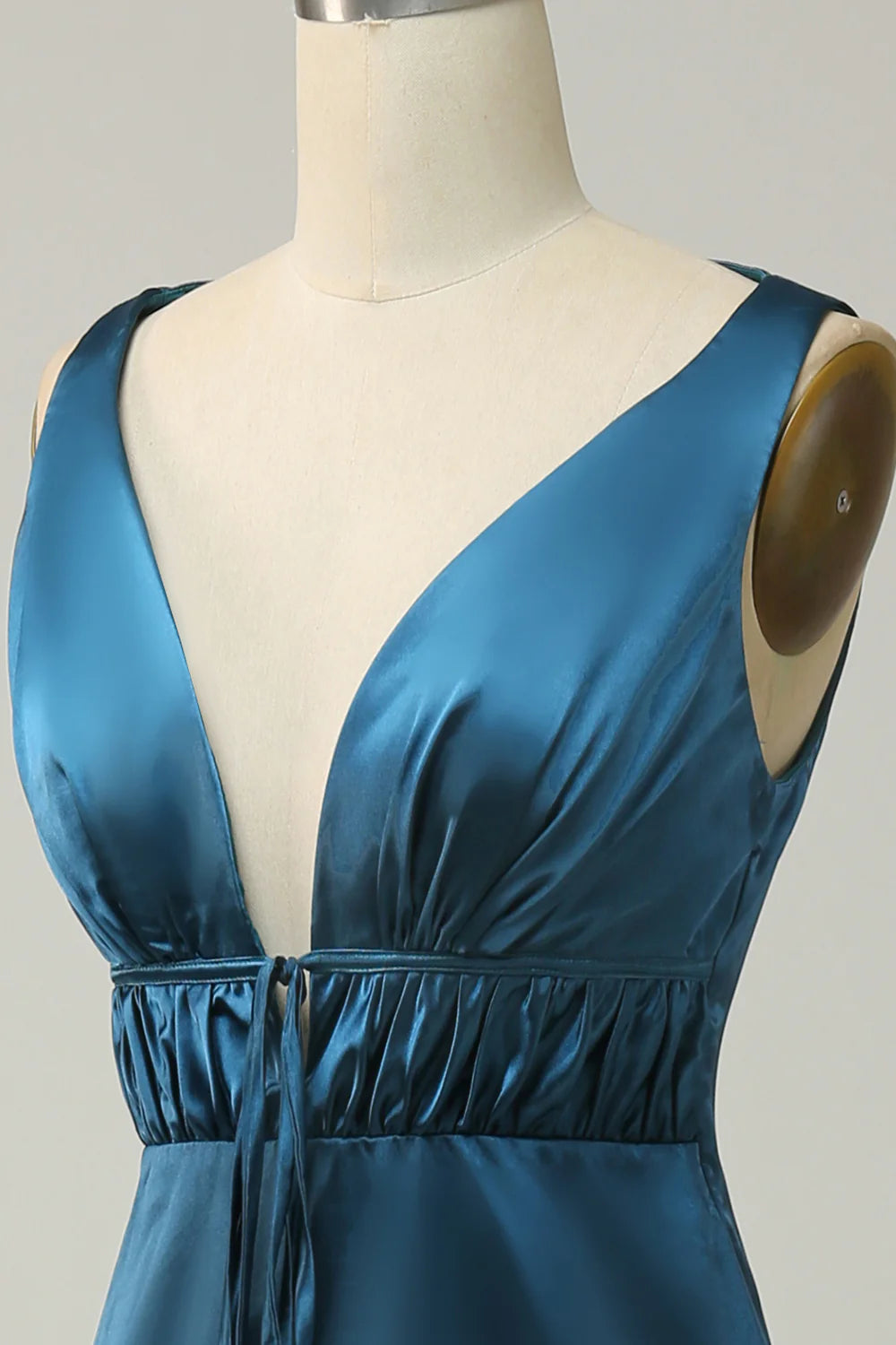 Deep V Neck A-Line Bridesmaid Dress