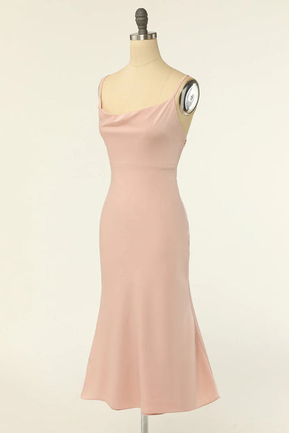 Sheath Spaghetti Straps Bridesmaid Dress