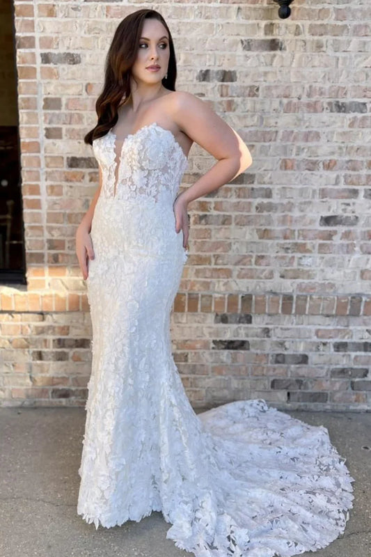 Off-the-Shoulder Long Wedding Dress With Train